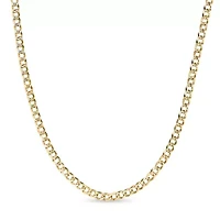 3.9mm Pave Curb Chain Necklace 14k Gold Over Silver