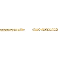 3.9mm Pave Curb Chain Necklace 14k Gold Over Silver