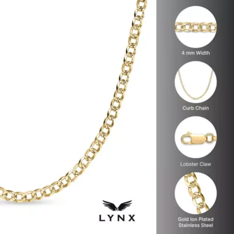 3.9mm Pave Curb Chain Necklace 14k Gold Over Silver