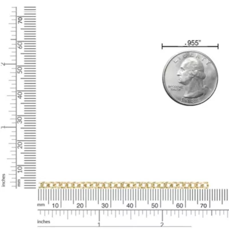 3.9mm Pave Curb Chain Necklace 14k Gold Over Silver