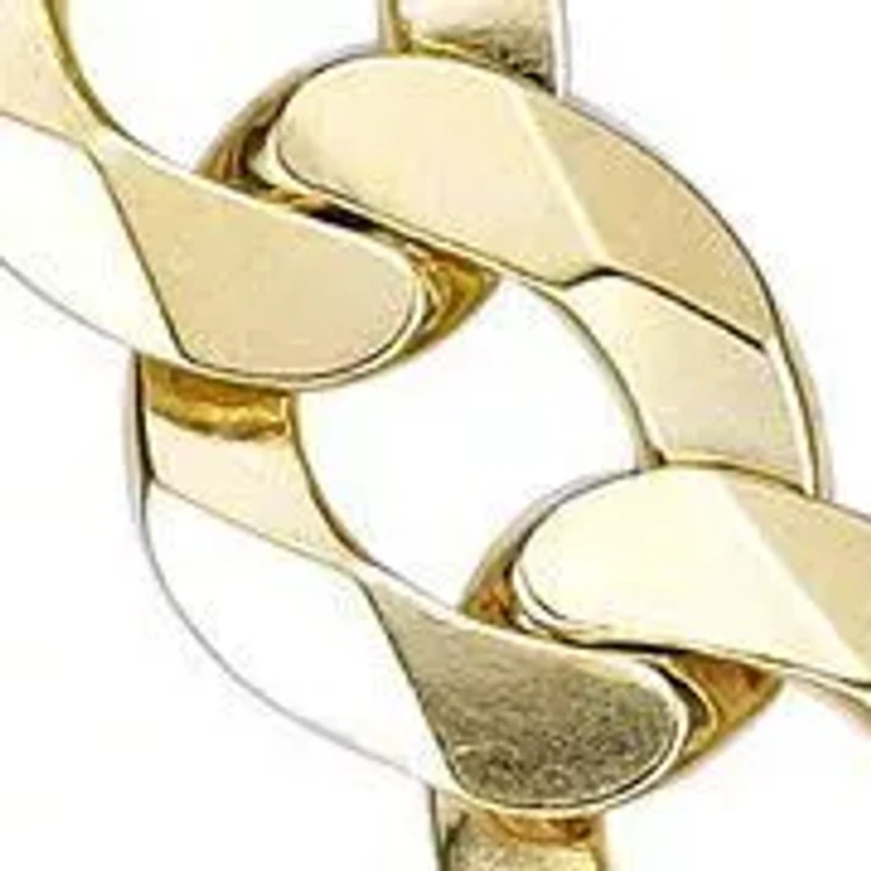 9mm Flat Figaro Chain Necklace 14k Gold Over Silver