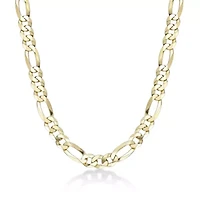 9mm Flat Figaro Chain Necklace 14k Gold Over Silver