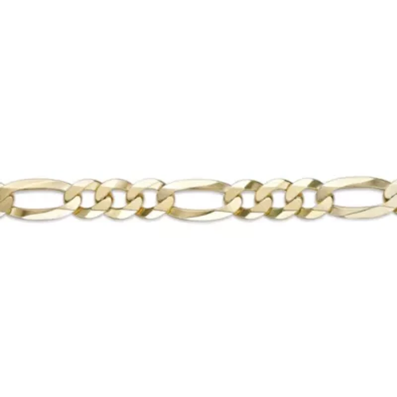 9mm Flat Figaro Chain Necklace 14k Gold Over Silver