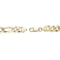 9mm Flat Figaro Chain Necklace 14k Gold Over Silver