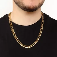 9mm Flat Figaro Chain Necklace 14k Gold Over Silver