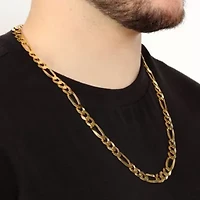 9mm Flat Figaro Chain Necklace 14k Gold Over Silver
