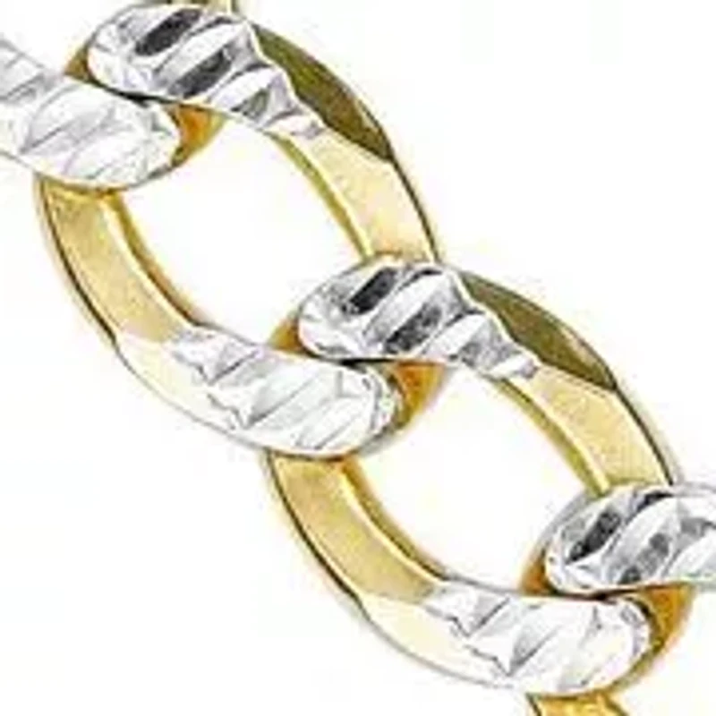 6.4mm Pave Cut Cuban Chain Necklace 14k Gold Over Silver