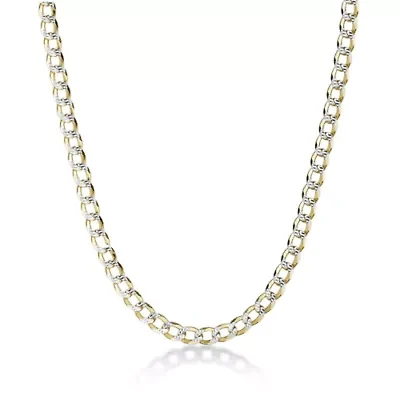 6.4mm Pave Cut Cuban Chain Necklace 14k Gold Over Silver