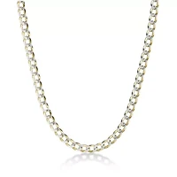 6.4mm Pave Cut Cuban Chain Necklace 14k Gold Over Silver