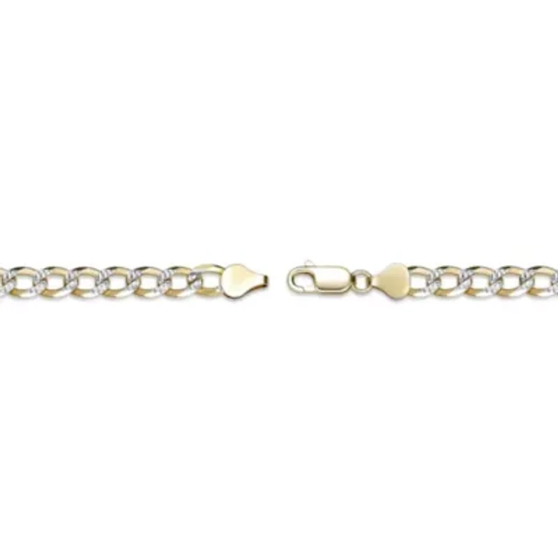 6.4mm Pave Cut Cuban Chain Necklace 14k Gold Over Silver