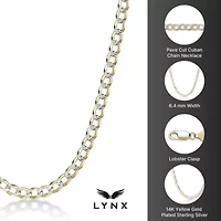 6.4mm Pave Cut Cuban Chain Necklace 14k Gold Over Silver