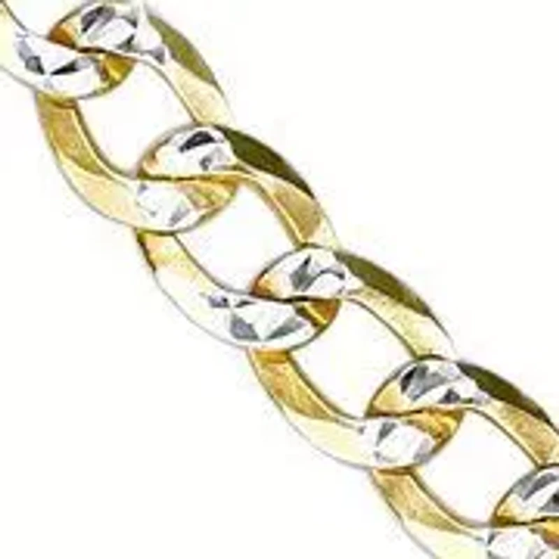 4.9mm Pave Cut Cuban Chain Necklace 14k Gold Over Silver