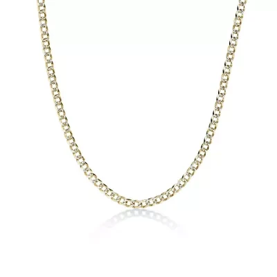 4.9mm Pave Cut Cuban Chain Necklace 14k Gold Over Silver