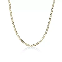 4.9mm Pave Cut Cuban Chain Necklace 14k Gold Over Silver