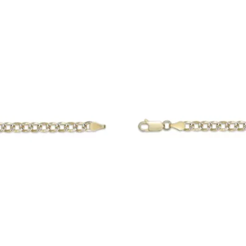 4.9mm Pave Cut Cuban Chain Necklace 14k Gold Over Silver