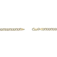 4.9mm Pave Cut Cuban Chain Necklace 14k Gold Over Silver