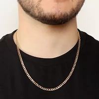 4.9mm Pave Cut Cuban Chain Necklace 14k Gold Over Silver