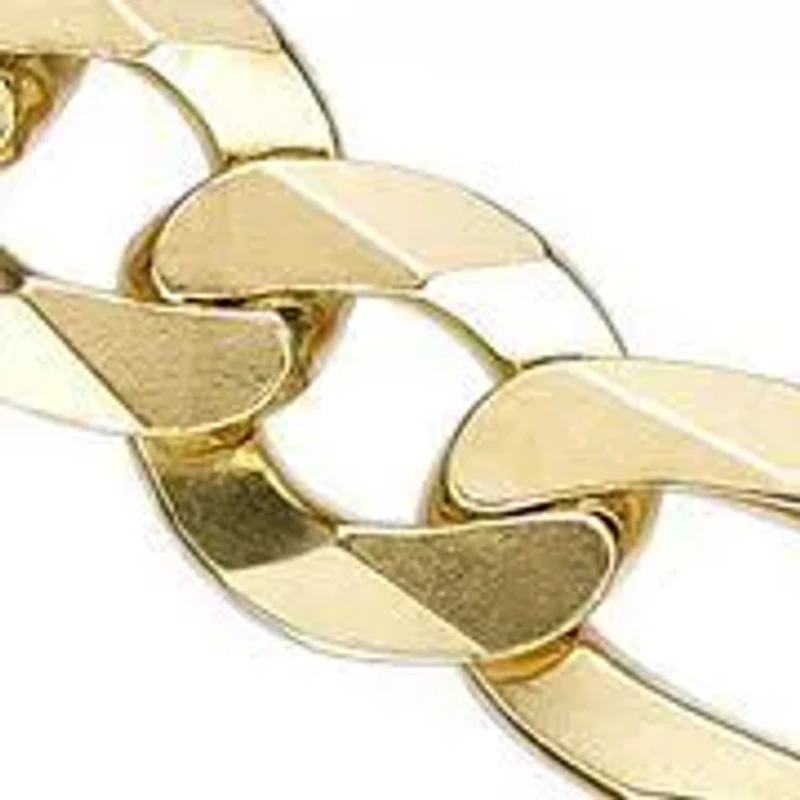 8mm Flat Figaro Chain Necklace 14k Gold Over Silver