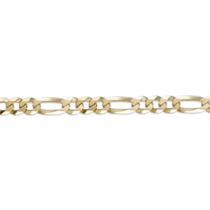8mm Flat Figaro Chain Necklace 14k Gold Over Silver