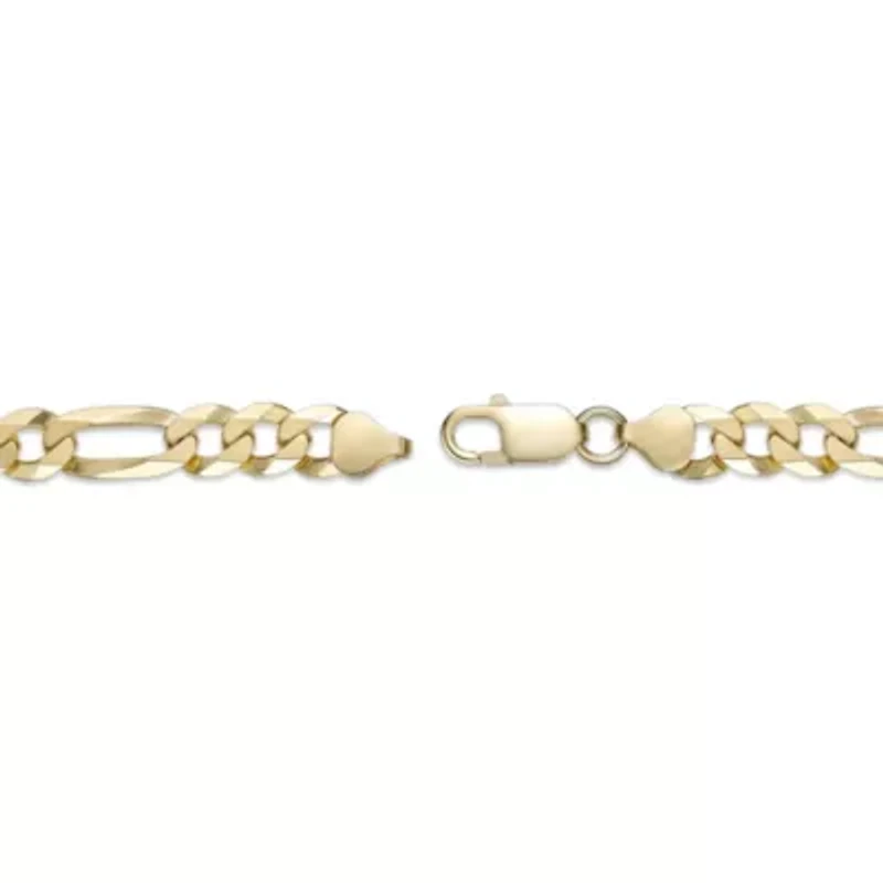 8mm Flat Figaro Chain Necklace 14k Gold Over Silver
