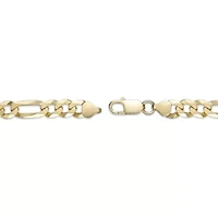 8mm Flat Figaro Chain Necklace 14k Gold Over Silver