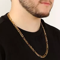 8mm Flat Figaro Chain Necklace 14k Gold Over Silver