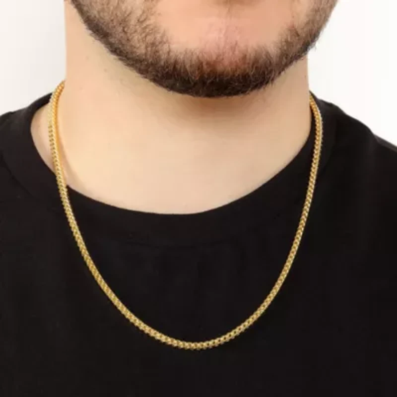 3mm Franco Chain Necklace 14k Gold Over Silver