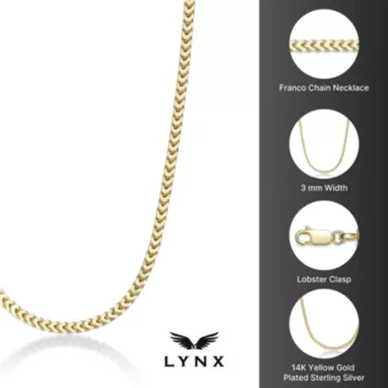3mm Franco Chain Necklace 14k Gold Over Silver