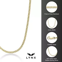 3mm Franco Chain Necklace 14k Gold Over Silver