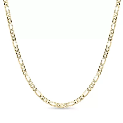4mm Flat Figaro Chain Necklace 14k Gold Over Silver