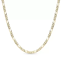 4mm Flat Figaro Chain Necklace 14k Gold Over Silver