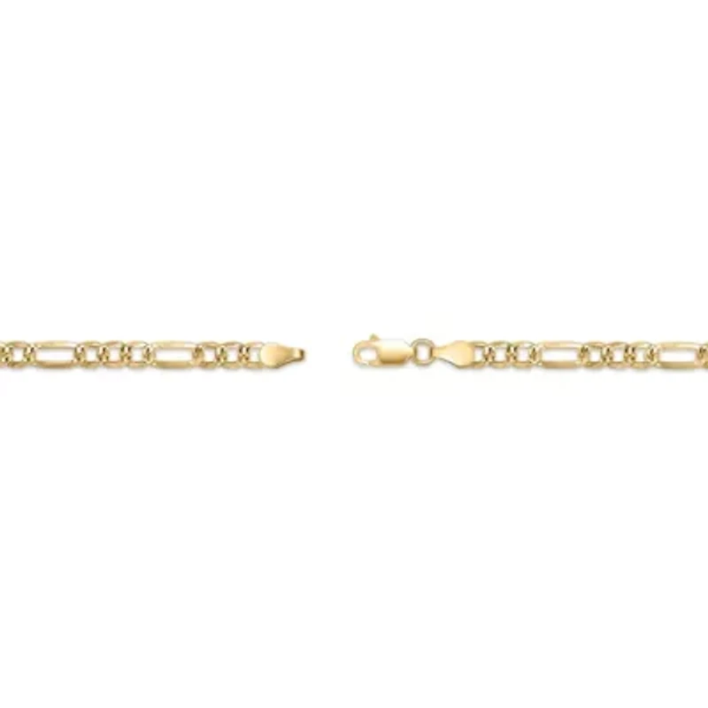 4mm Flat Figaro Chain Necklace 14k Gold Over Silver