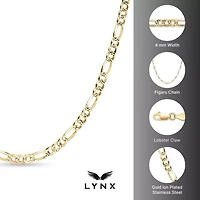 4mm Flat Figaro Chain Necklace 14k Gold Over Silver