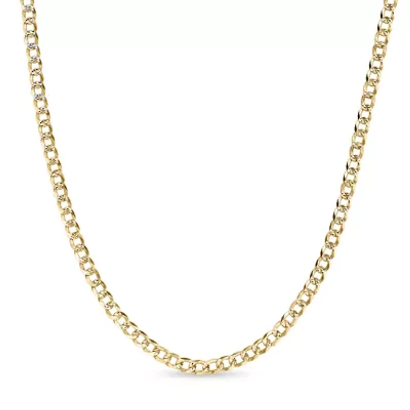 4.9mm Pave Curb Chain Necklace 14k Gold Over Silver
