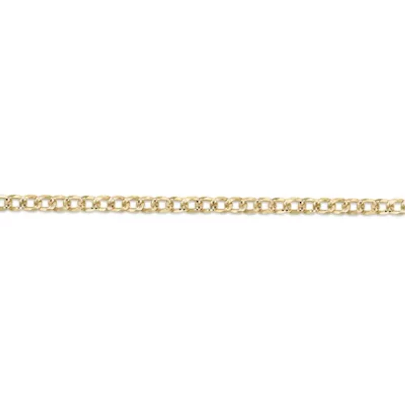 4.9mm Pave Curb Chain Necklace 14k Gold Over Silver