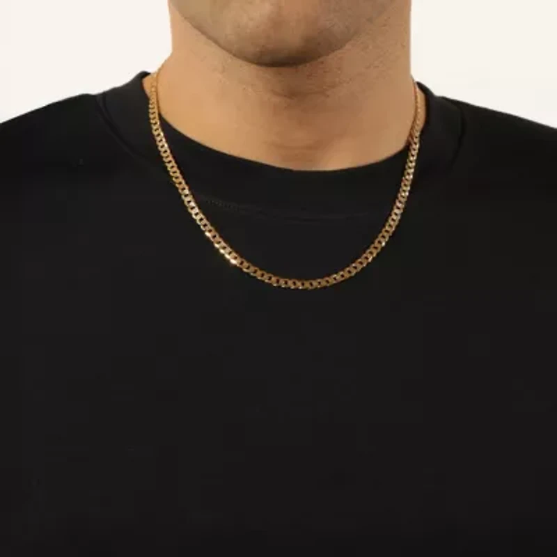 4.9mm Pave Curb Chain Necklace 14k Gold Over Silver