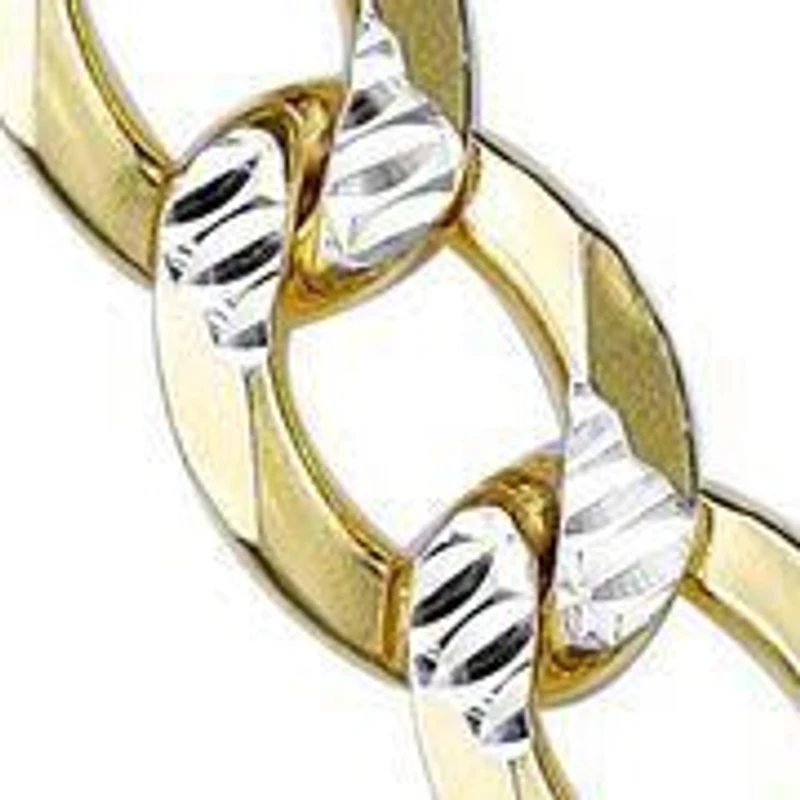 7.6mm Flat Figaro Chain Necklace 14k Gold Over Silver