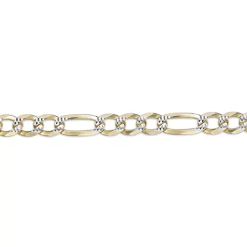 7.6mm Flat Figaro Chain Necklace 14k Gold Over Silver