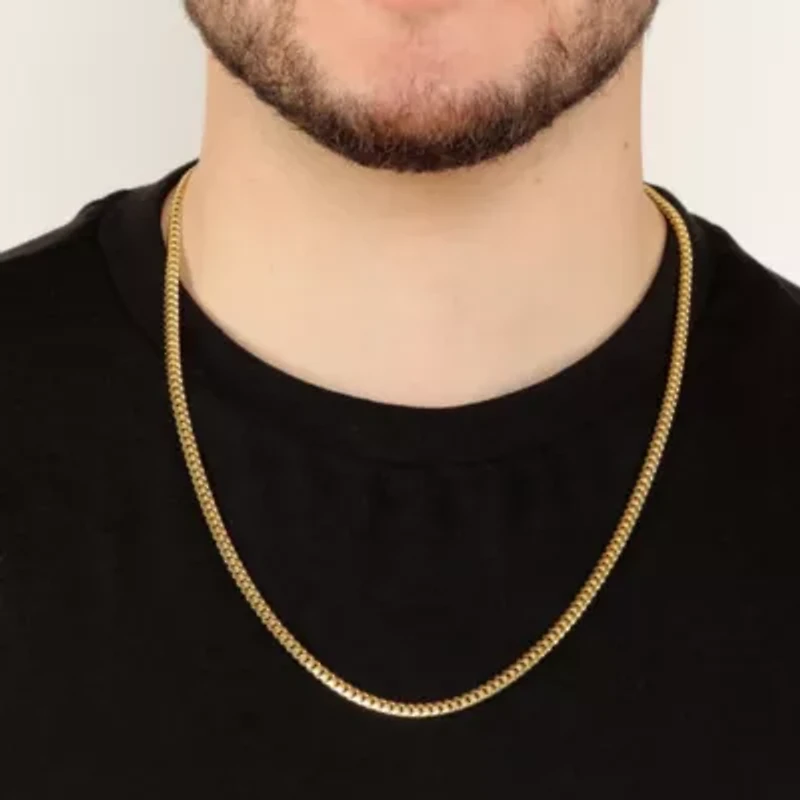 4.2mm Miami Cuban Chain Necklace 14k Gold Over Silver