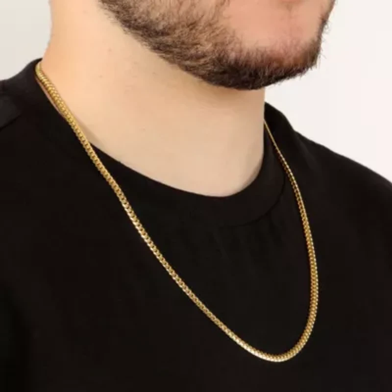 4.2mm Miami Cuban Chain Necklace 14k Gold Over Silver