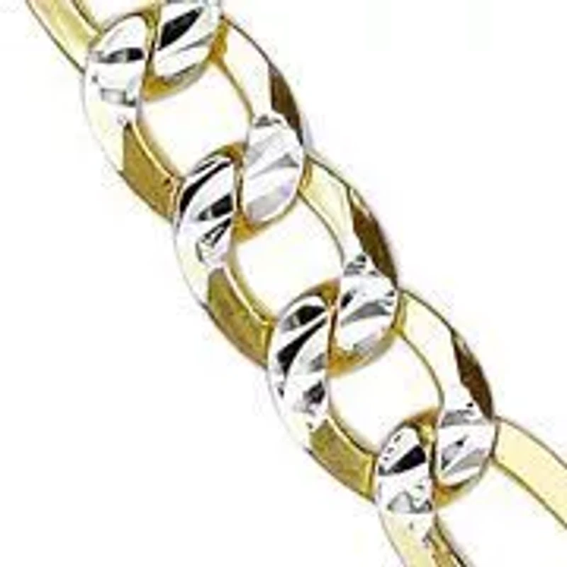 4.2mm Flat Figaro Chain Necklace 14k Gold Over Silver