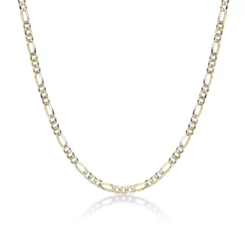 4.2mm Flat Figaro Chain Necklace 14k Gold Over Silver