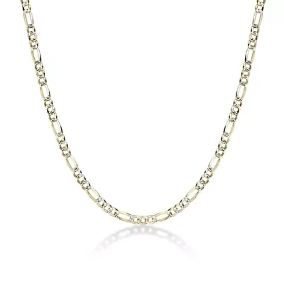 4.2mm Flat Figaro Chain Necklace 14k Gold Over Silver