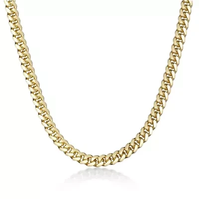 9mm Miami Cuban Chain Necklace 14k Gold Over Silver