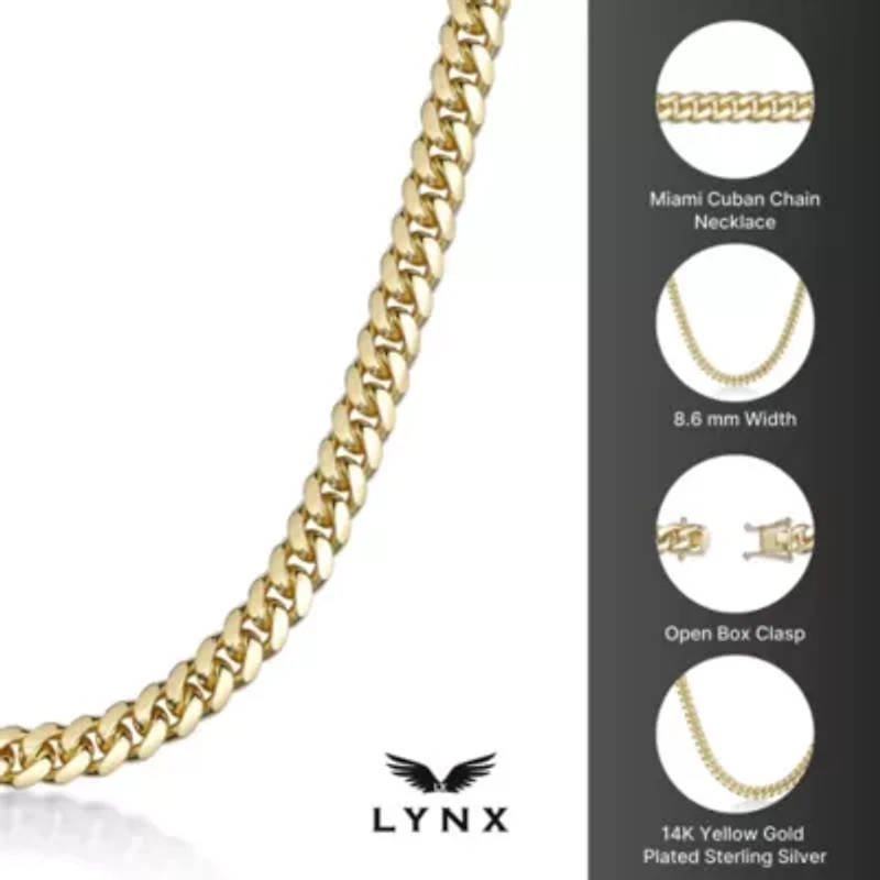 9mm Miami Cuban Chain Necklace 14k Gold Over Silver