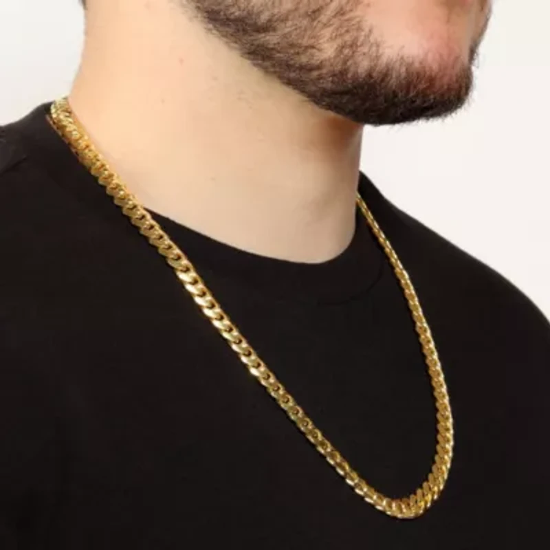 9mm Miami Cuban Chain Necklace 14k Gold Over Silver