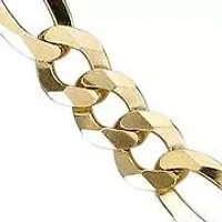 4.4mm Flat Figaro Chain Necklace 14k Gold Over Silver