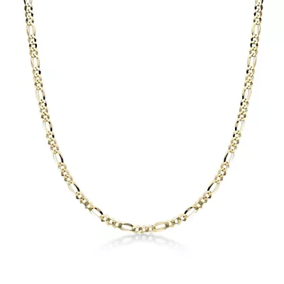 4.4mm Flat Figaro Chain Necklace 14k Gold Over Silver