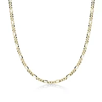 4.4mm Flat Figaro Chain Necklace 14k Gold Over Silver