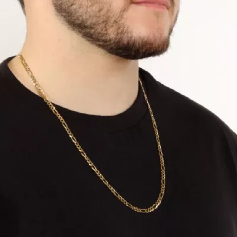 4.4mm Flat Figaro Chain Necklace 14k Gold Over Silver